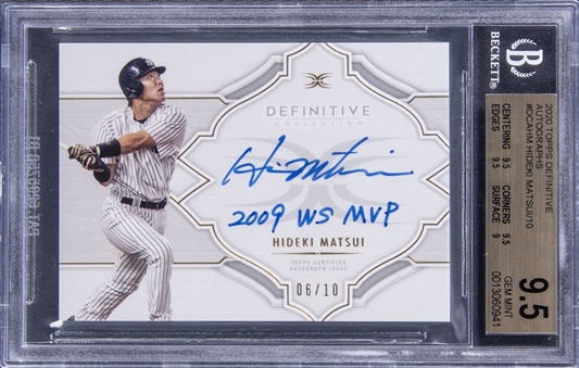 2020 Topps Definitive Collection Autographs #DCA-HM Hideki Matsui Signed Card "2009 WS MVP" Inscribed (#06/10) - New York Yankees - BGS GEM MINT 9.5/ BGS 10